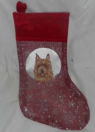 Australian Terrier Dog Dog Hand Painted Christmas Gift Stocking Decoration