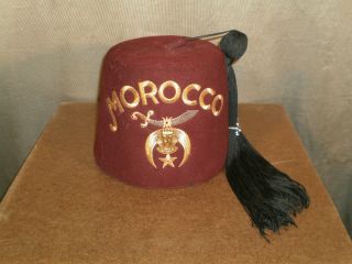 Vintage Masonic Shriners Fez.  Size 7 - 1/4 Med/lrg.  Made By The D.  Turin Co.  Inc.