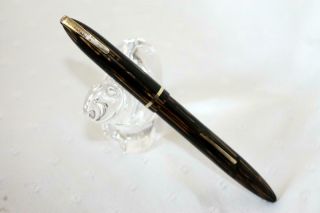 Restored Sheaffer Brown Striated Balance Fountain Pen 14k Nib & Military Clip