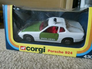 Vintage Corgi 924 Porshe Diecast Model Car Rare 430 Polizei Police Mib