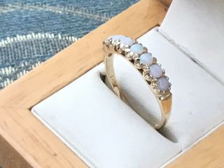 A Vintage 9ct Gold And 7 Stone Opal Ring,  1975 - Size R,  1/2 To S