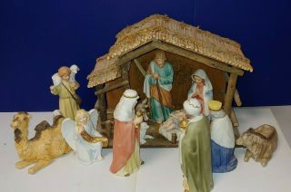 Vintage Homco 14 Piece Nativity Scene Set