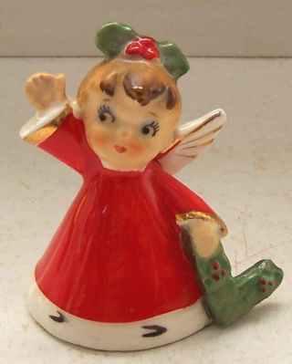 Vintage Napco 1956 Christmas Girl Angel Bell Ornament Figurine - Noel L