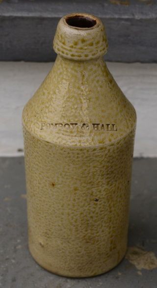 Vintage Stoneware Pomroy & Hall Blob Top Beer Bottle Springfield,  Ma.  1880 