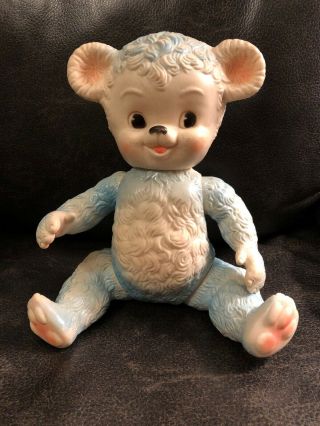 Vintage 1958 Sun Rubber Company Sunny The Blue Bear Squeak Baby Toy Jointed