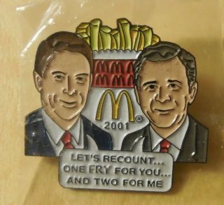 Mcdonalds European George W Bush Al Gore Recount Fries Enamel Pin 2001 Rare