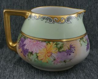 Limoges Chrysanthemums - Hand Painted China Cider Pitcher - B & Co.