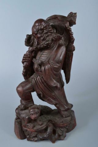 K4934: Xf Chinese Wooden Daruma Statue Sculpture Ornament Figurines Okimono