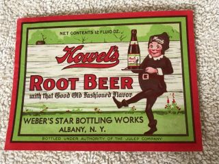 Howel’s Root Beer Vintage Bottle Label,  Weber’s Star Bottling,  Albany,  York