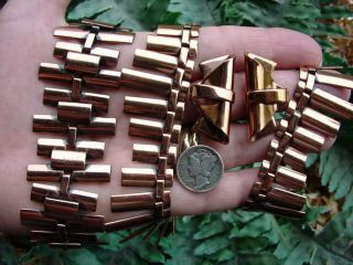 Vintage Renoir - Mid Century Modernist Copper Jewelry Set - Necklace Bracelet,
