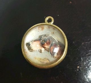 Antique Vintage Reverse Painted Essex Crystal Charm Horse Racing Dog