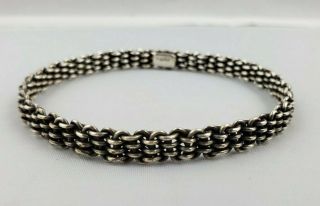 Vintage.  925 Sterling Silver Signed Taxco Mexico 9 " Woven Mesh Bangle Bracelet