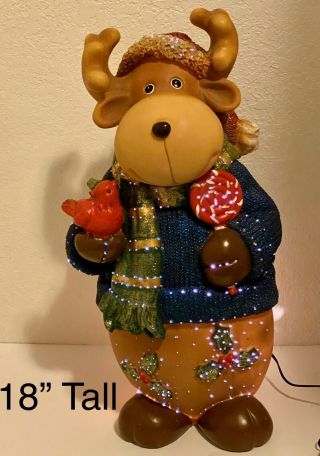 Fiber Optic Moose Deer Color Changing Lights Christmas Decor Xmas Holiday 18 "