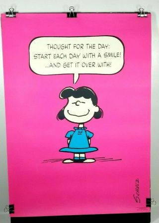 Vintage Lucy Peanuts Schulz Sprinbok Hallmark Poster " Thought For The Day "
