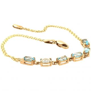 10k Yellow Gold Blue Gemstone Chain Bracelet 7.  25 " 2.  31 Grams Not Scrap Baith