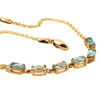 10K Yellow Gold Blue Gemstone Chain Bracelet 7.  25 