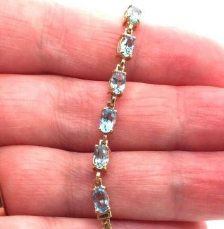 10K Yellow Gold Blue Gemstone Chain Bracelet 7.  25 