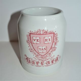Harvard Society 1940s Beer Mug China Size 4.  25” Veritas Crest Logo Luxor Ivory
