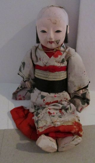 Antique 12 " Ichimatsu Gofun Paper Mache Oriental Doll - Circa 1890 4