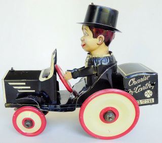 Vintage Marx Charlie Mccarthy Crazy Car Tin Lithographed Mechanical Toy 7 " Long