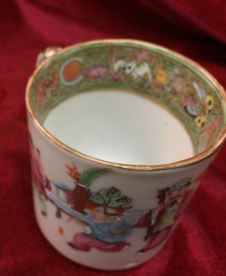 19th C Antique Chinese Export Famille Verte Cup 2.  75 " Tall