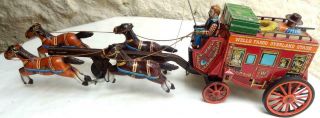 VINTAGE Tin Plate Toy ALPS Winner of the west Stage Coach Battery operated 1950s 2