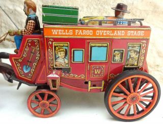 VINTAGE Tin Plate Toy ALPS Winner of the west Stage Coach Battery operated 1950s 3