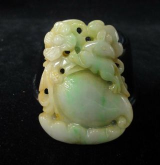 Fine Old Chinese Hand Carving Natural Green And White Jadeite Jade Pendant