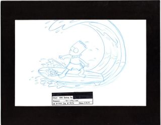 The Simpsons Bart Surfing Production Animation Cel Drawing Fox Model 1997 E1a