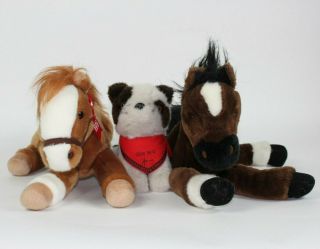 3 Wells Fargo Plush Mack Legendary Pony Horse Dog Stuffed Animal With Ribbon