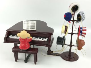 Mr Christmas Teddy Takes Requests Animated Piano Bear Musical Hats 60 Songs