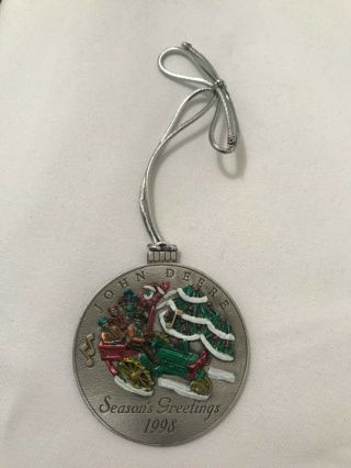 1998 John Deere Pewter Christmas Ornament G 3 In A Series