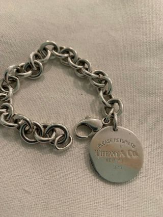Please Return to Tiffany & Co Sterling Silver Circle Tag Bracelet 7.  5 