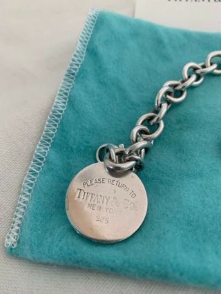 Please Return to Tiffany & Co Sterling Silver Circle Tag Bracelet 7.  5 