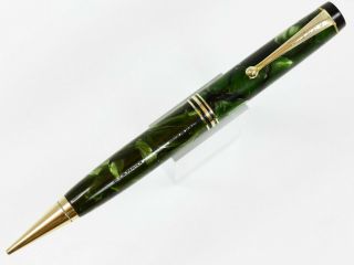 Parker Senior Duofold Pencil In Green Pearl And Black With Gold Plated Trim