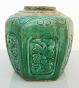 Two Chinese Green Glazed Stoneware Jars
