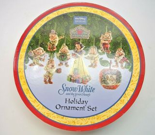 Walt Disney Showcase Jim Shore Holiday Ornament Set Snow White & Seven Dwarfs