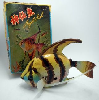 Shanghai China Ms 057 Angel Fish Wind - Up Tin Toy Vintage