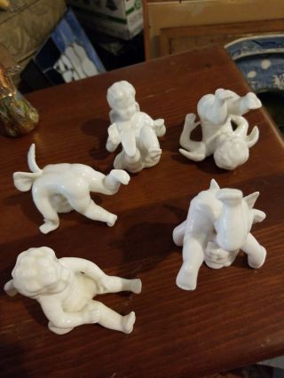 5 Vtg Fitz & Floyd Tumbling Children Figurines Xmas Angel Cherub Putti Porcelain