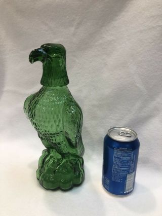 Vintage Emerald Green Glass Eagle Liquor Bottle Decanter w/Removable Head Italy 2