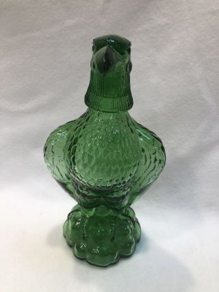 Vintage Emerald Green Glass Eagle Liquor Bottle Decanter w/Removable Head Italy 3