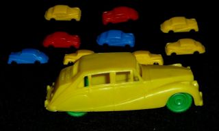 Plastic 1950s Yellow Rolls Royce Silver Wraith Toy Car Plus 9 Small Rrs
