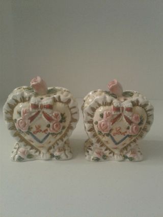 Omnibus By Fitz And Floyd Heart Salt And Pepper Shakers (1996)