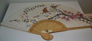 Chinese/asian Hand Painted Water Color Fan Signed