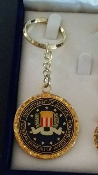 Fbi Keychain (also Available In Tie Bar,  Lapel Pin Cufflinks) Rare Souvenir