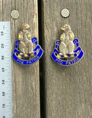 Wwii 31st Infantry Regiment Di Crest Dui Insignia Pin Back Nelson Maker Pair
