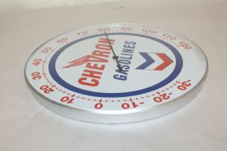 CHEVRON GASOLINES THERMOMETER 12” ROUND GLASS DOME SIGN VINTAGE STYLE GULF 3