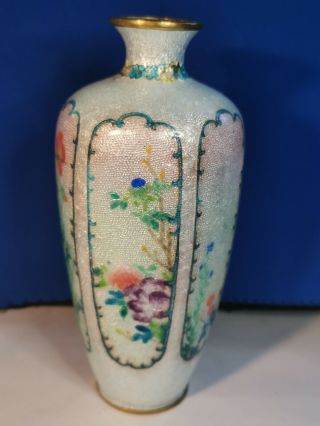 Japanese Ginbari Cloisonne Vase With Flowers Vase