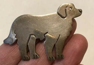 Vintage A & J Anne Jane Harvey Sterling Silver Golden Retriever Dog Brooch Pin