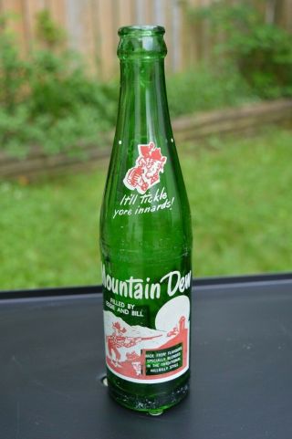 Vintage Mountain Dew Hillbilly Soda Pop Bottle Named Filled By Essie And Bill